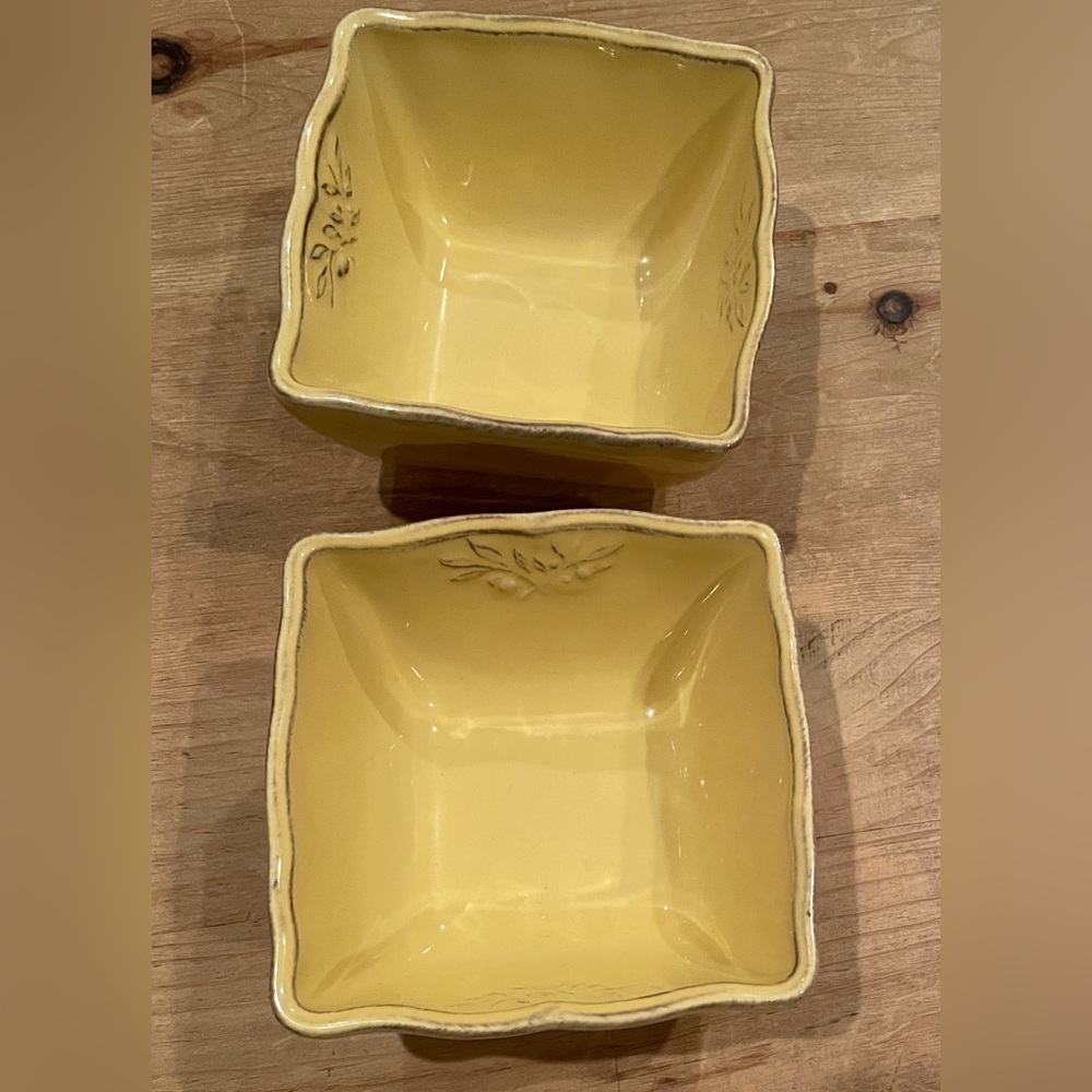 Sur La Table Set of 2 mustard gold stoneware tuscan serving bowls